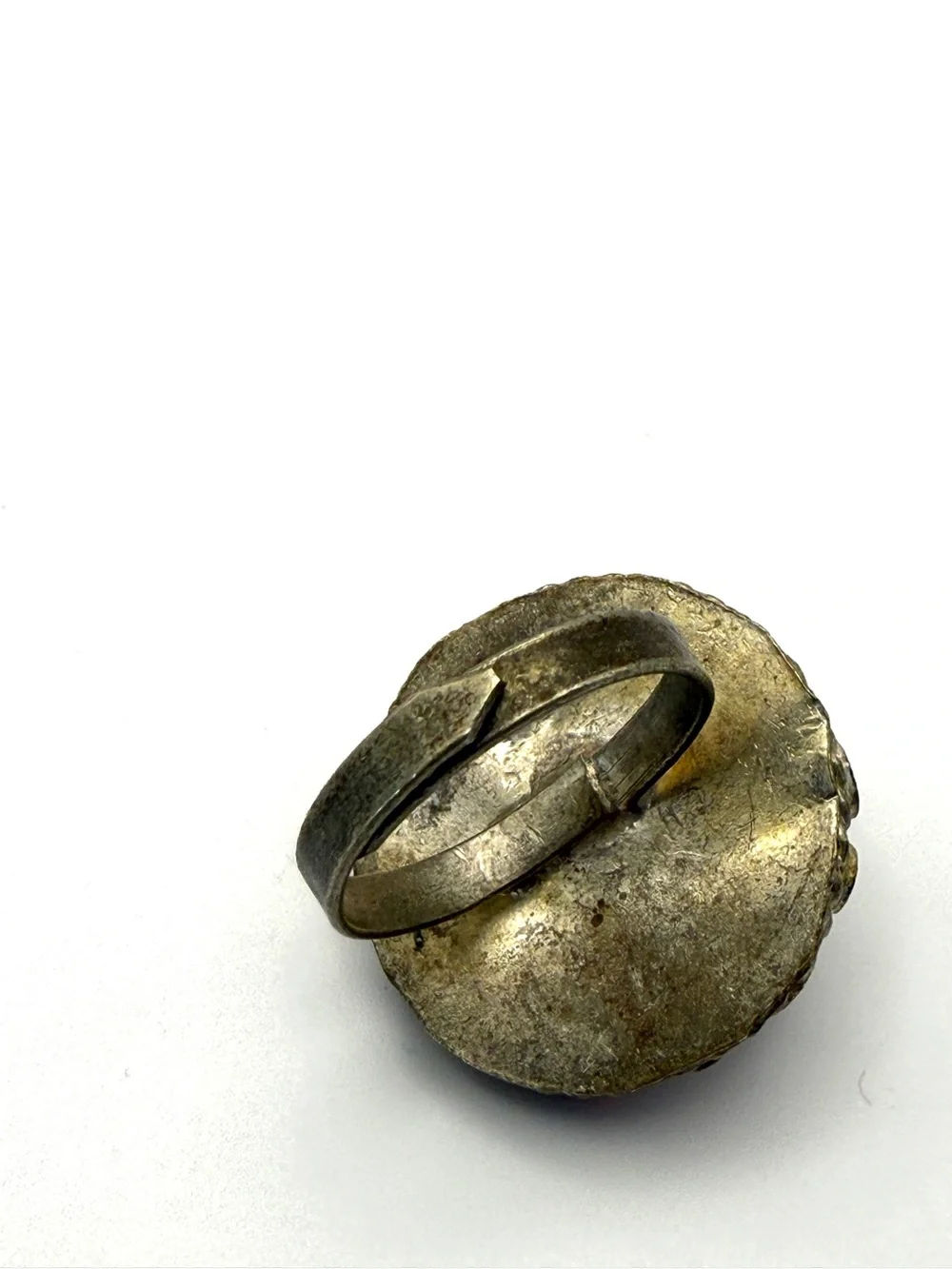 Antique Adjustable Silver Coral Cluster Statement Ring